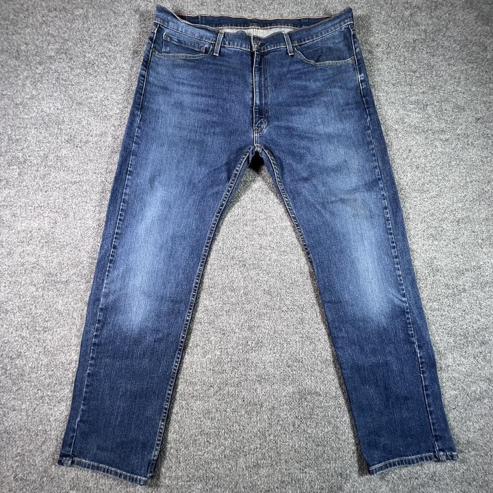 Levi's 505 Straight Jeans Men's 40x32 Blue Cotton Denim Workwear Faded Stretch